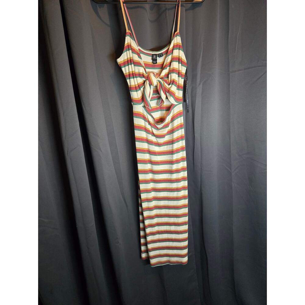 Volcom Stone Stripe Cutout Tie-Front Midi Dress Nwt Size small